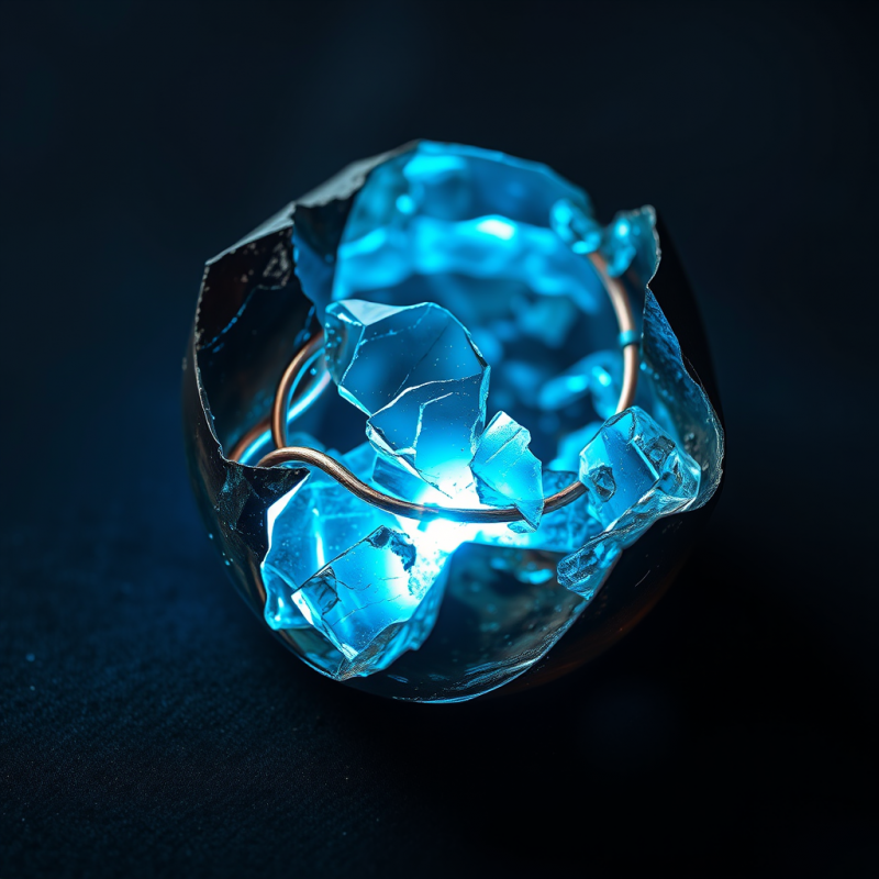 Hyper-detailed Macro Shot of Shattered Obsidian Glass E...