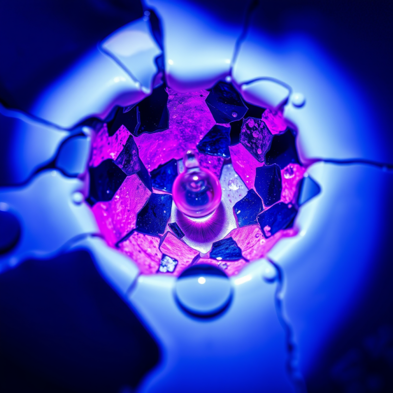 Hyper-detailed Microscopic View of Shattered Ceramic Gl...