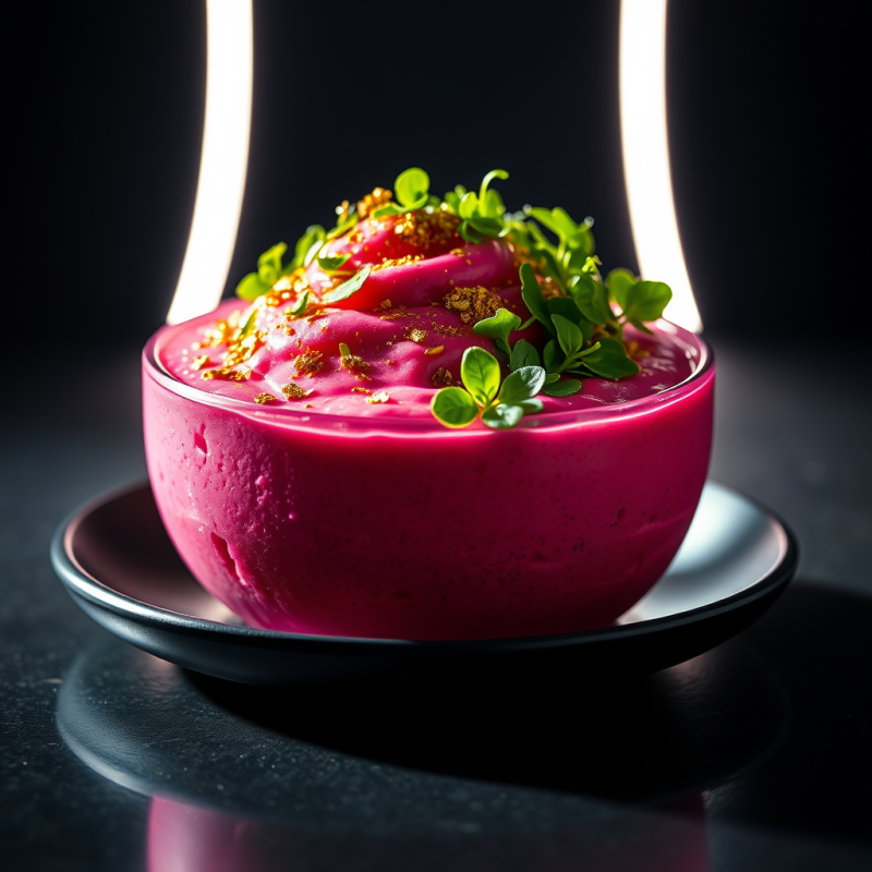 Hyperrealistic Close-up of a Glowing Neon-pink Velvet S...