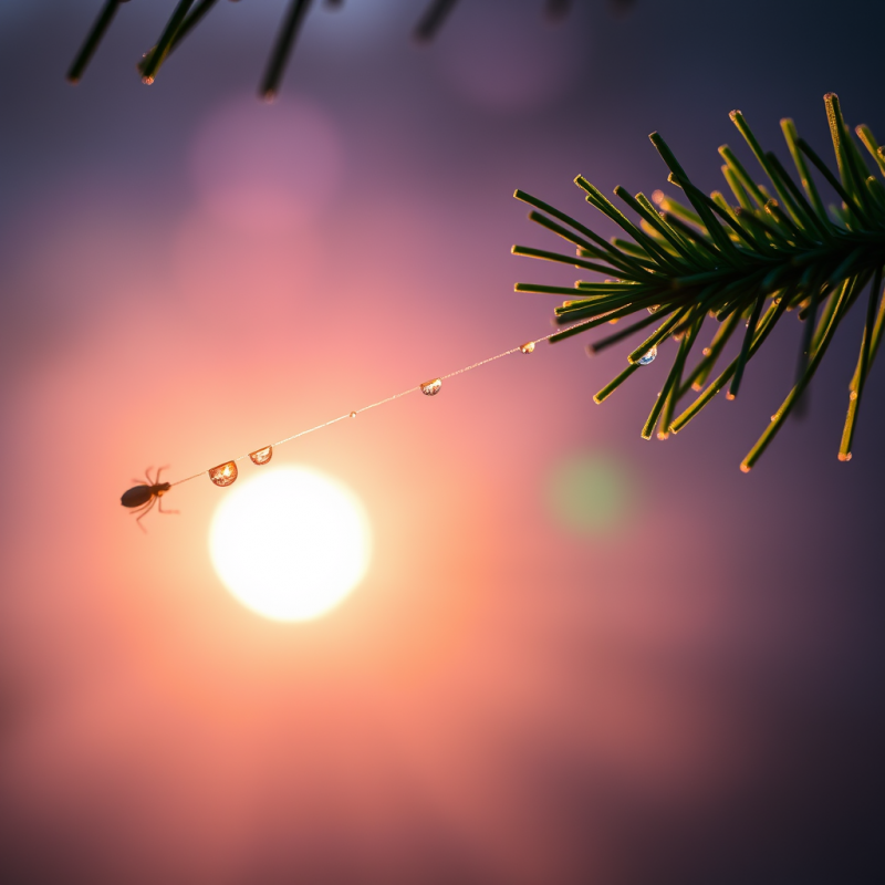 Hyperrealistic Macro Shot of a Single Dew-kissed Spider...