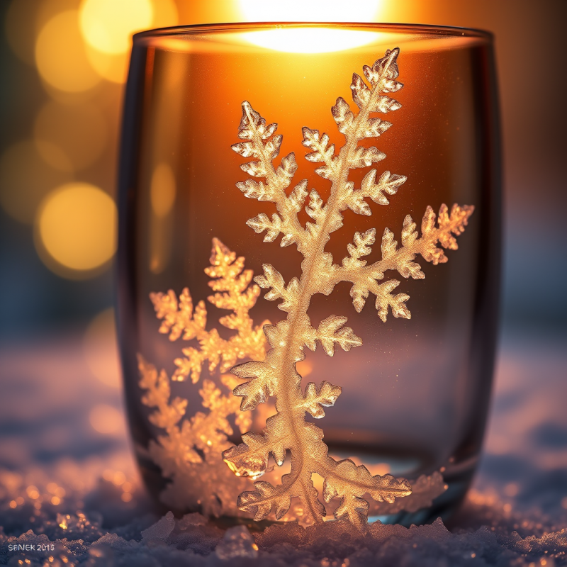 Ice Crystals Forming Fern-like Fractals on Cold Glass