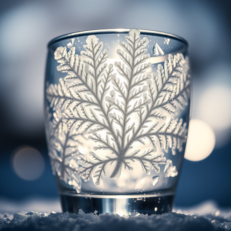 Ice Crystals Forming Fern-like Fractals on Cold Glass
