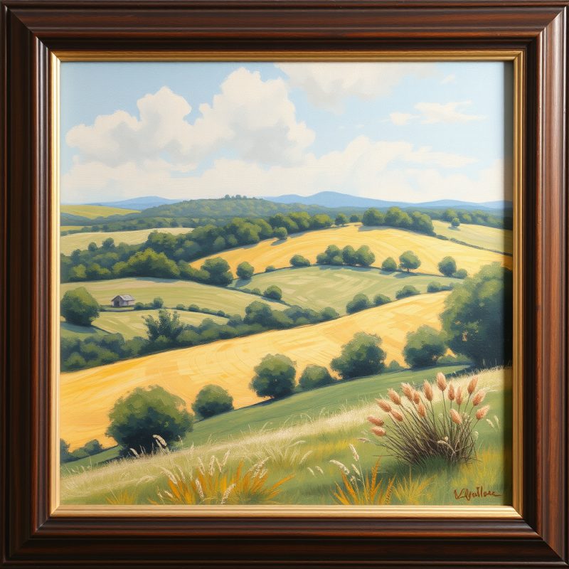 Impressionist Style Landscape Painting of Countryside