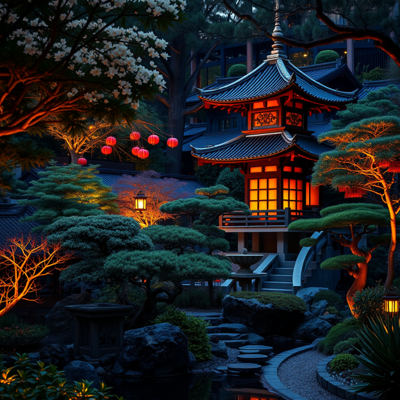 Japanese Garden with Pagoda Peaceful Zen Travel