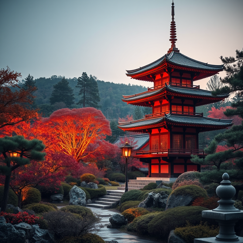 Japanese Garden with Pagoda Peaceful Zen Travel