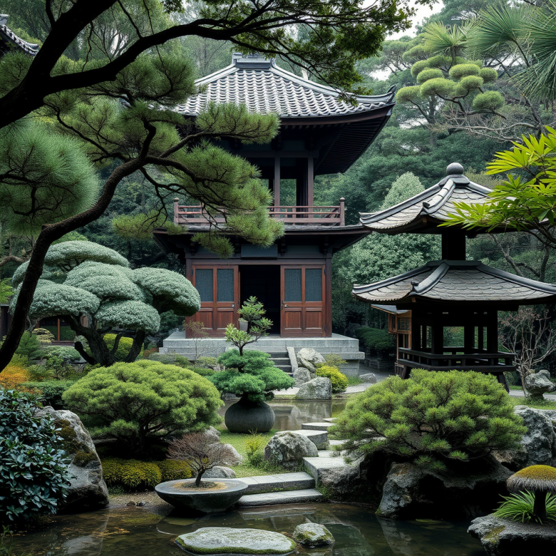 Japanese Garden with Pagoda Peaceful Zen Travel