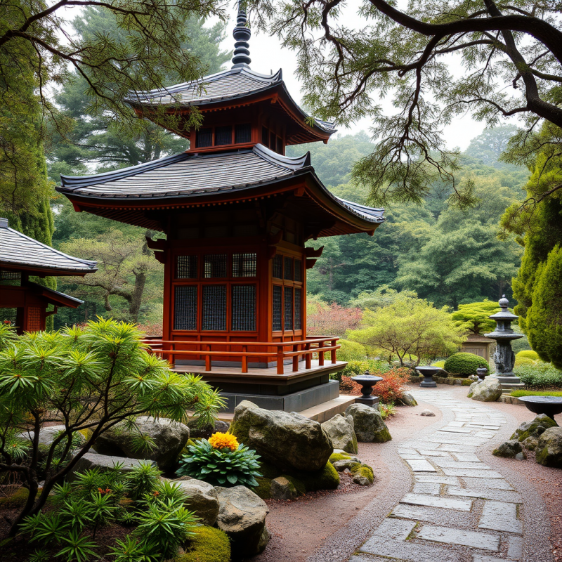 Japanese Garden with Pagoda Peaceful Zen Travel
