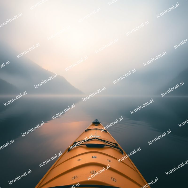 Kayak On Calm Lake Mountain Reflection Peaceful