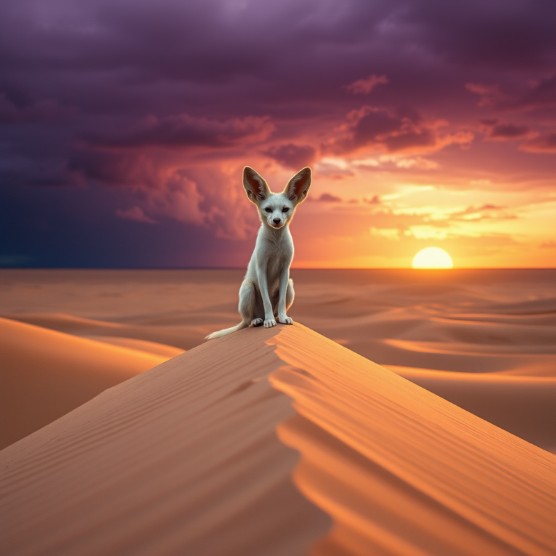 Desert Fox at Sunset