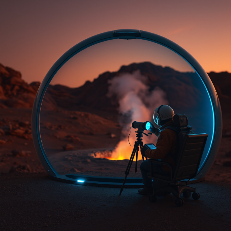 Lone Astrobiologist in a Pressurized Dome on Mars