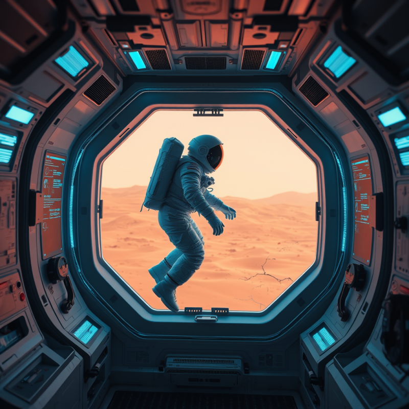 Lone Astronaut in a Translucent