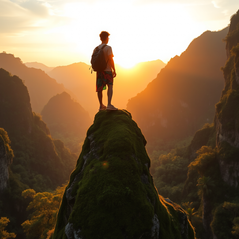 Lone Backpacker in a Vibrant