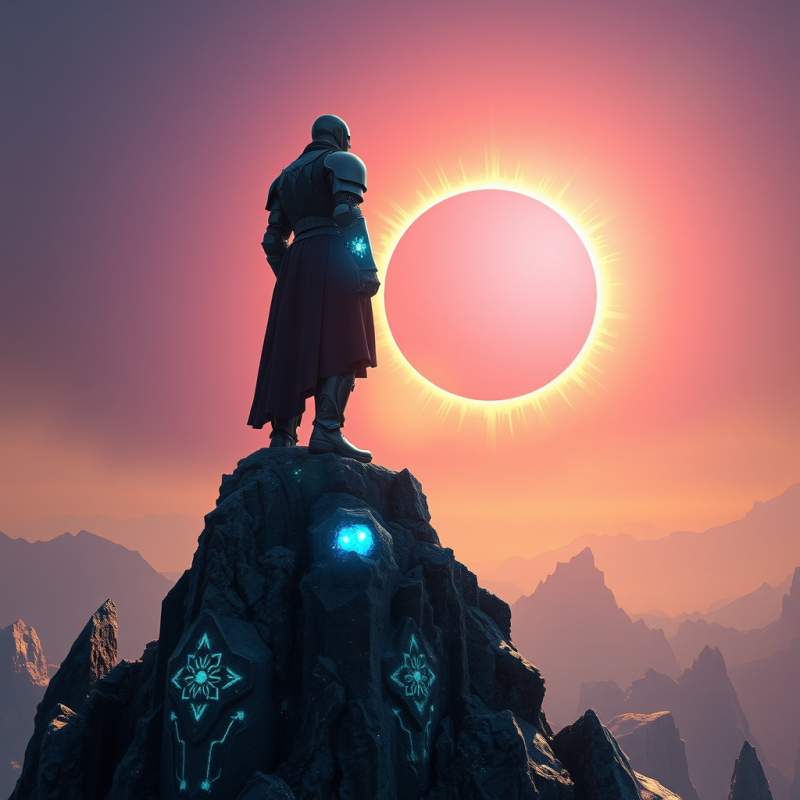 Lone Cybernetic Knight with Glowing Azure Circuitry Etc...