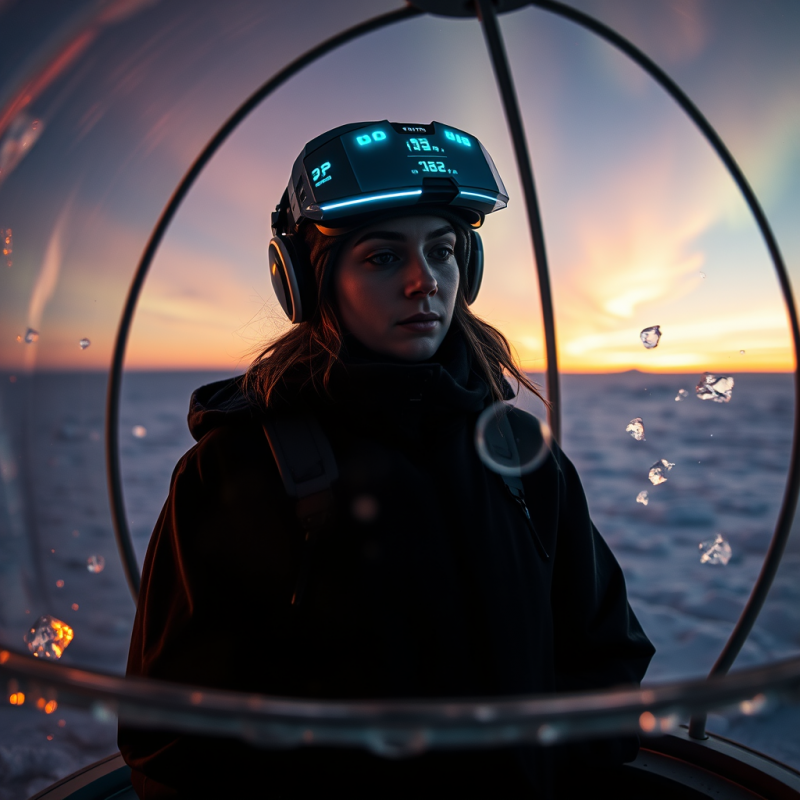 Lone Female Climate Scientist in a Transparent Dome Obs...
