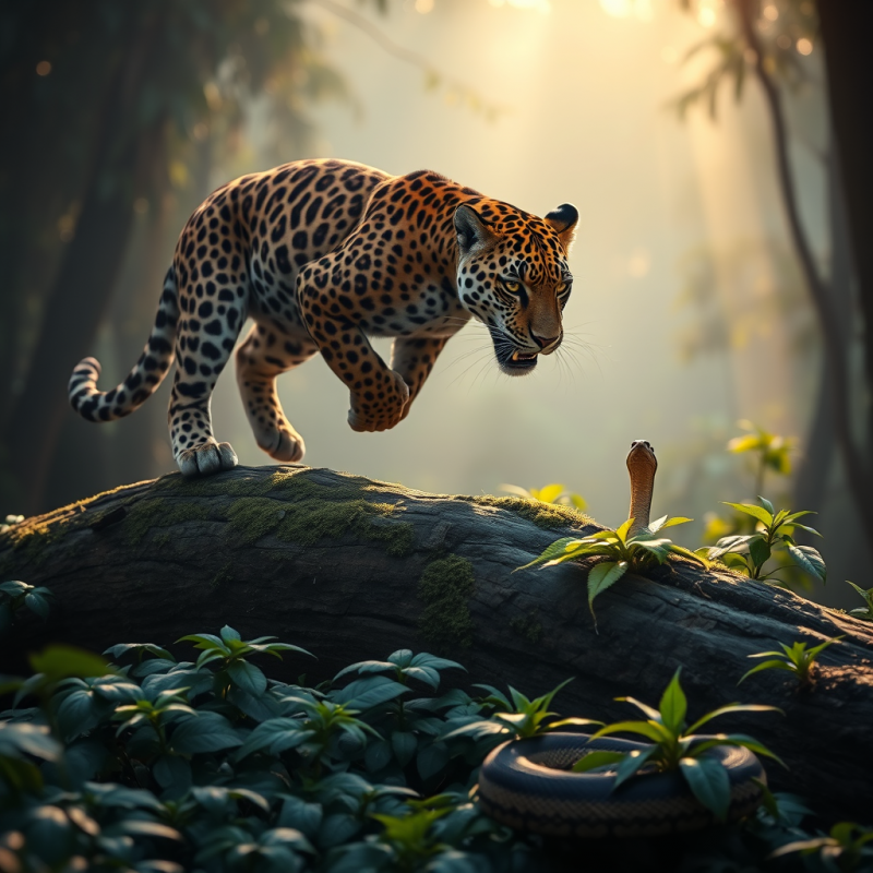 Lone Jaguar with Golden-orange Fur Streaked by Black Ro...