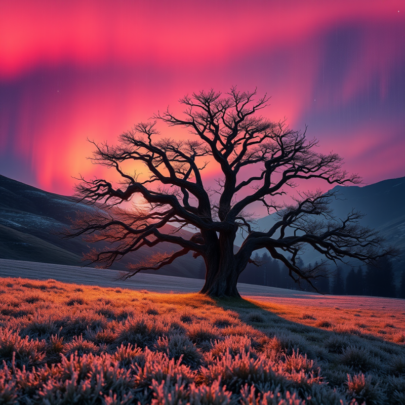 Lone, Leafless Tree Stands Dramatically Against a
