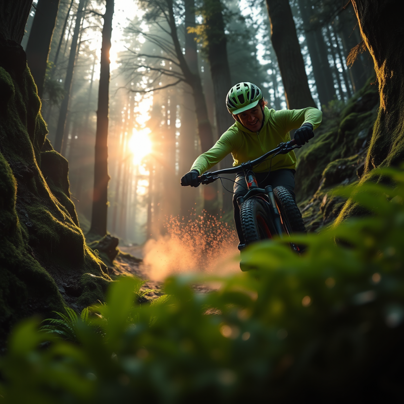 Mountain Biker in Forest
