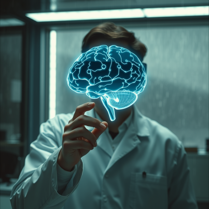 Lone Neuroscientist in a Dimly Lit