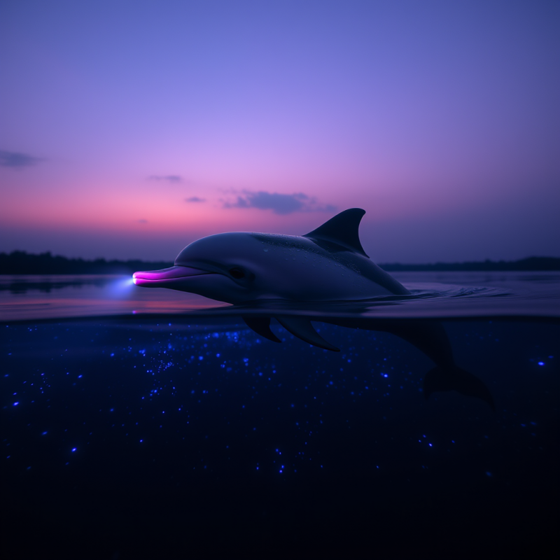 Lone Pink River Dolphin Glides Sideways Beneath a Milky...