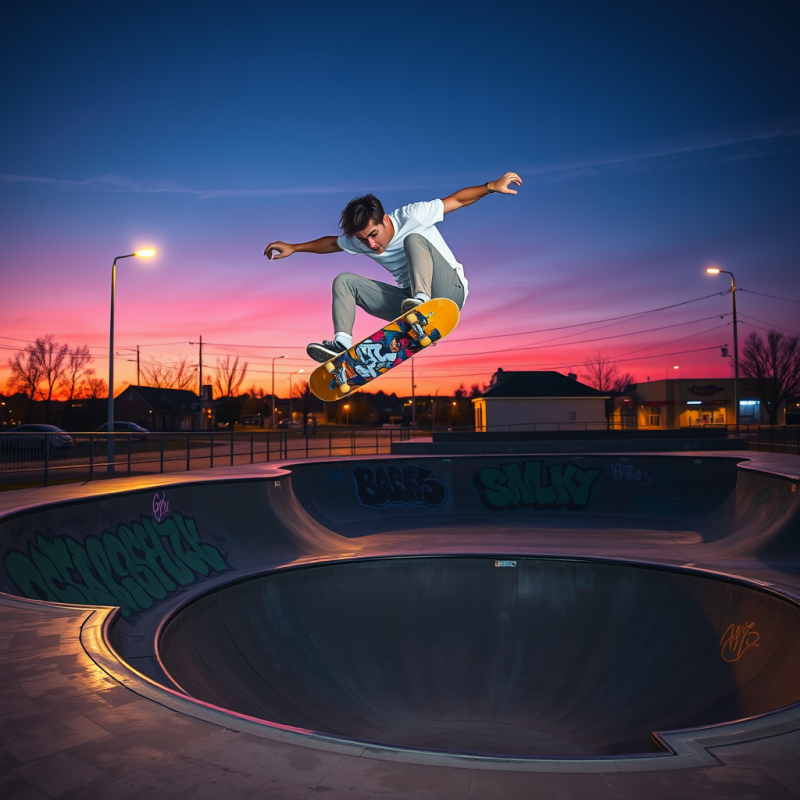 Lone Skateboarder Mid-air Performing a Backside Flip Ov...
