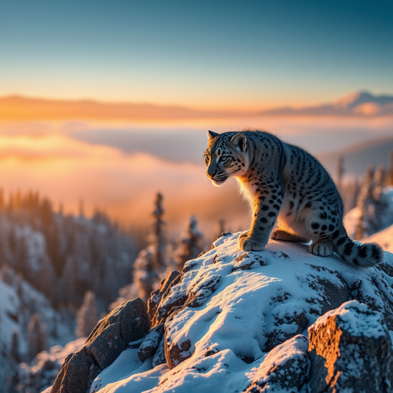 Lone Snow Leopard Cub