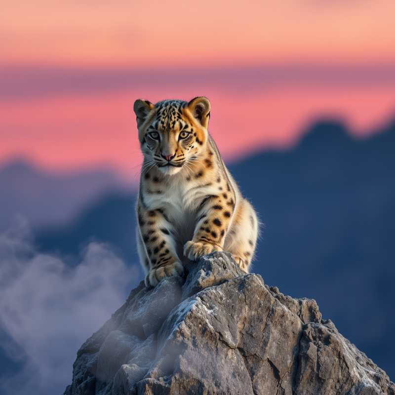 Lone Snow Leopard Pup