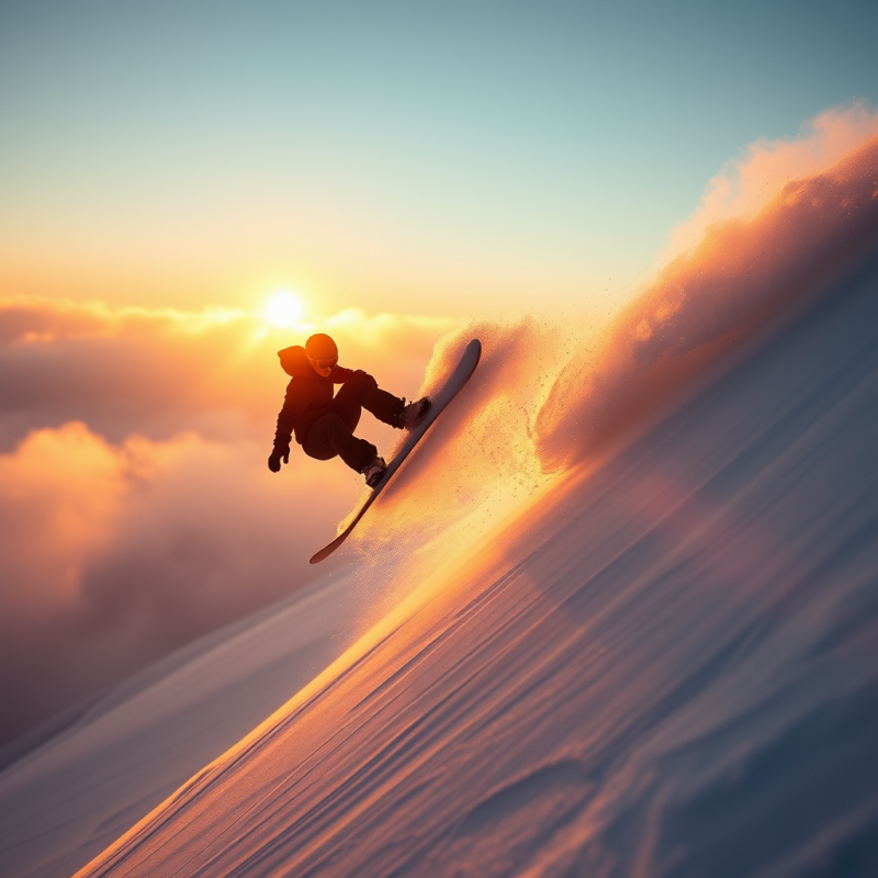 Lone Snowboarder Mid-air on a Steep