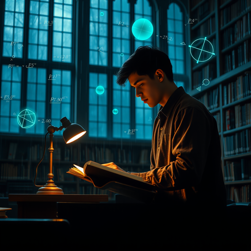 Lone Student in a Dimly Lit