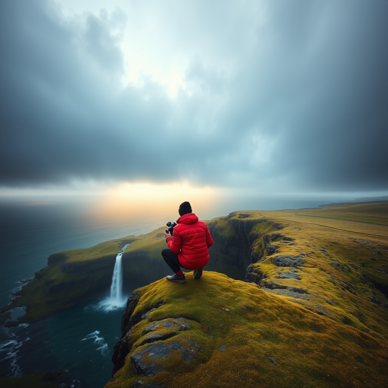 Photographer Capturing Waterfall