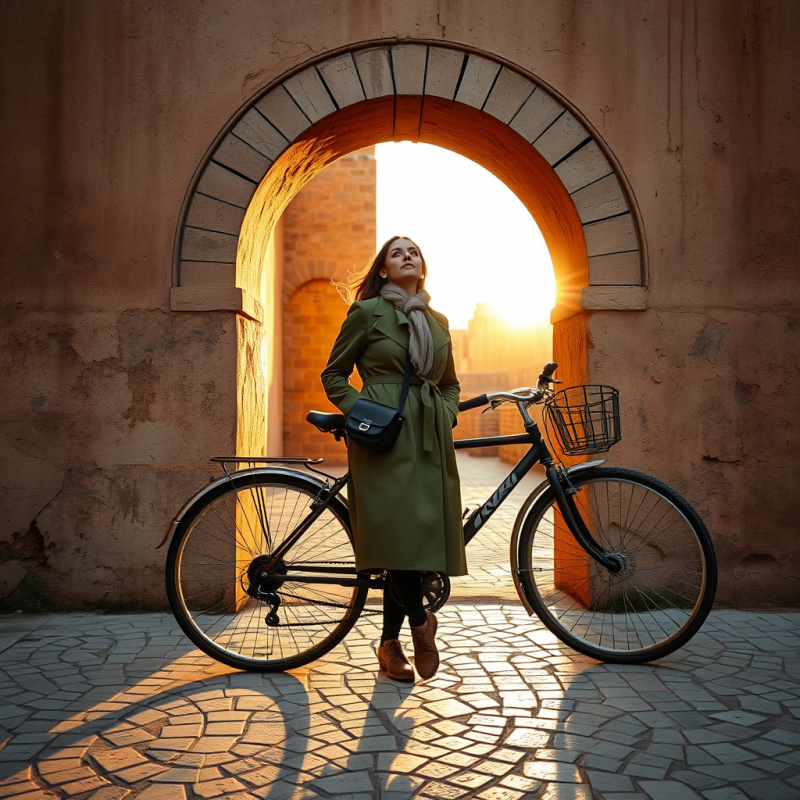 Lone Traveler in a Faded Olive-green Trench Coat Leans ...