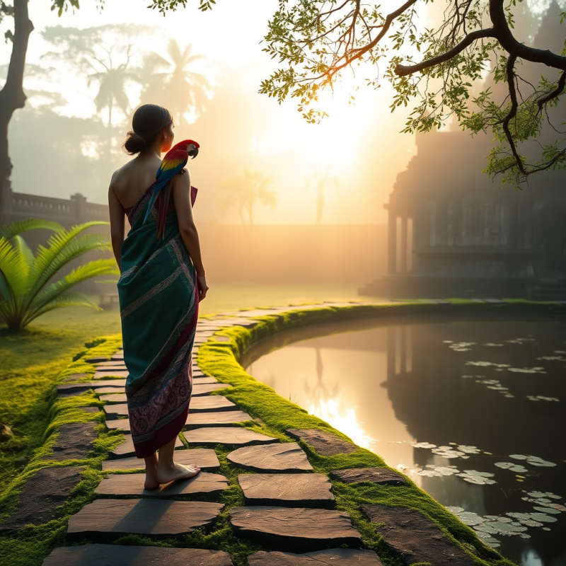 Lone Traveler in a Handwoven Ikat Sari