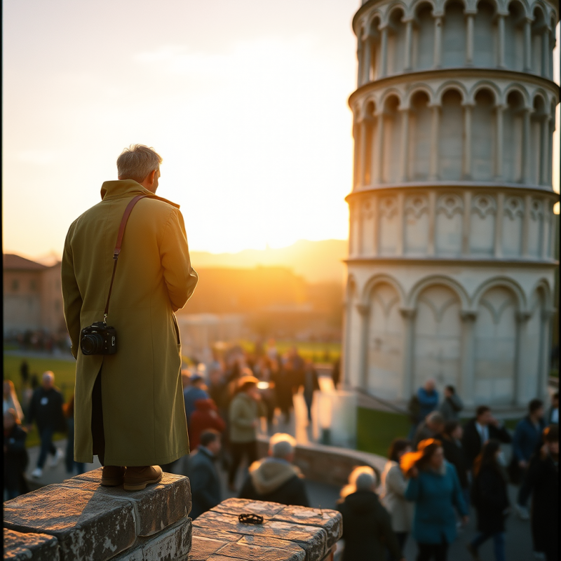 Tourist at Pisa Tower