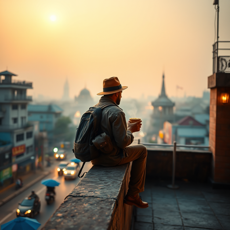 Lone Traveler in a Rust-colored Fedora and Dusty Khaki ...