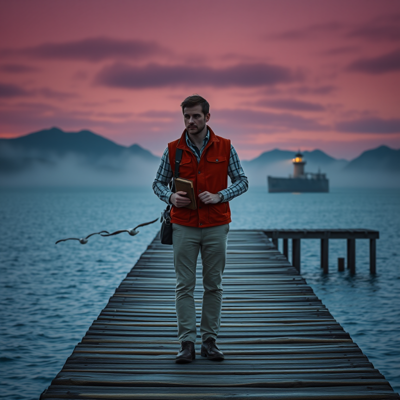 Man on Pier at Dusk