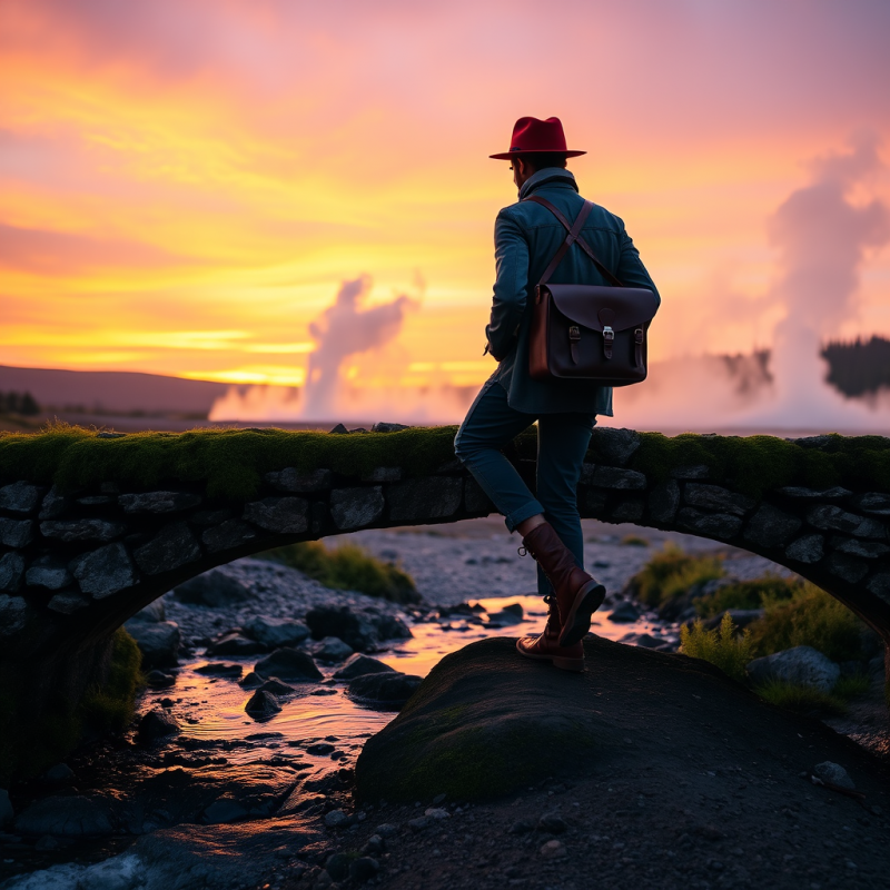 Lone Traveler in a Rust-red Fedora and Vintage Leather ...