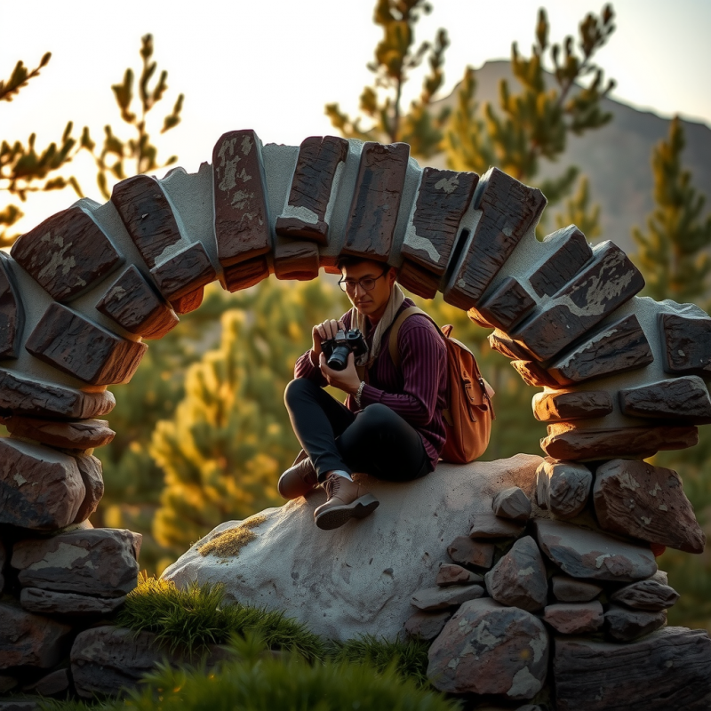 Lone Traveler in a Rust-streaked Leather Satchel Sits C...