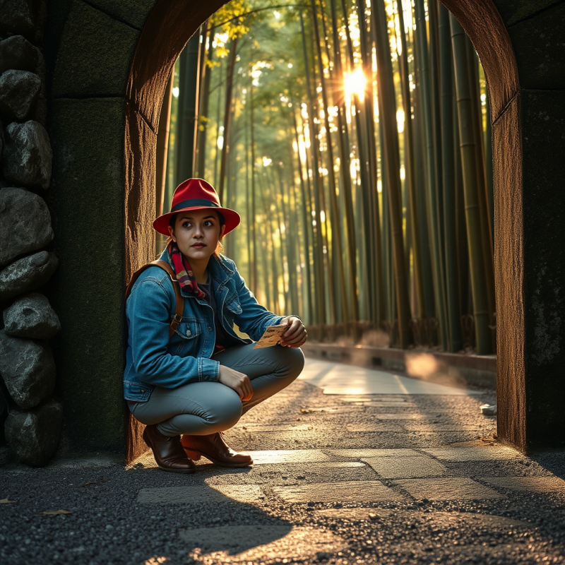 Lone Traveler in a Rusted Red Fedora and Vintage Denim ...