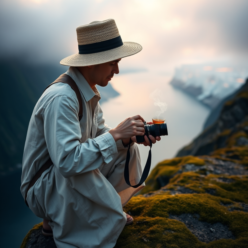 Lone Traveler in a Sun-bleached Linen Duster and Woven ...