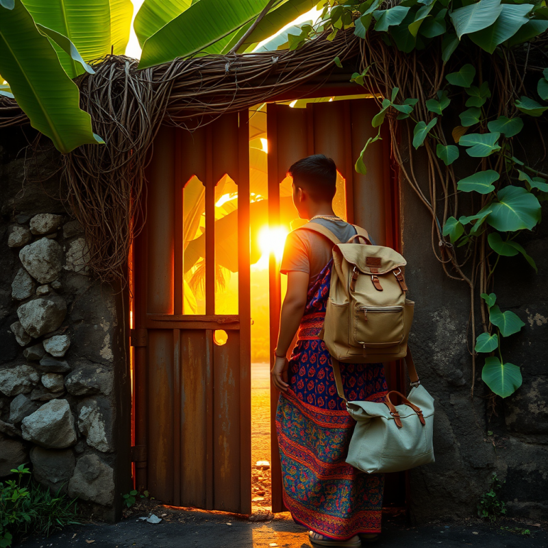 Lone Traveler in a Vibrant