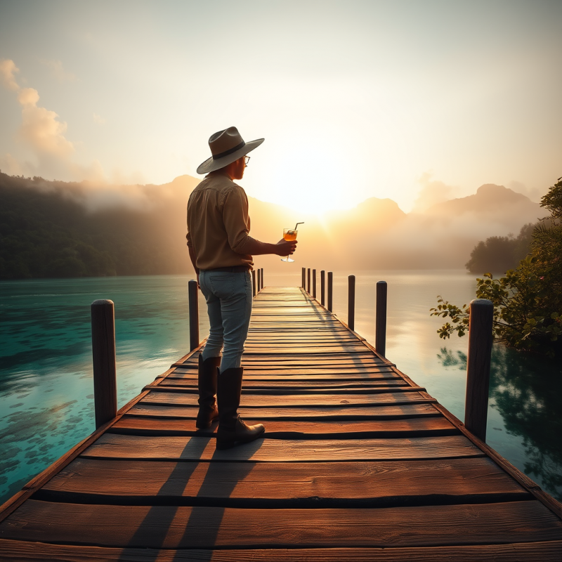 Lone Traveler in a Vintage 1950s Safari Hat and Wide-br...