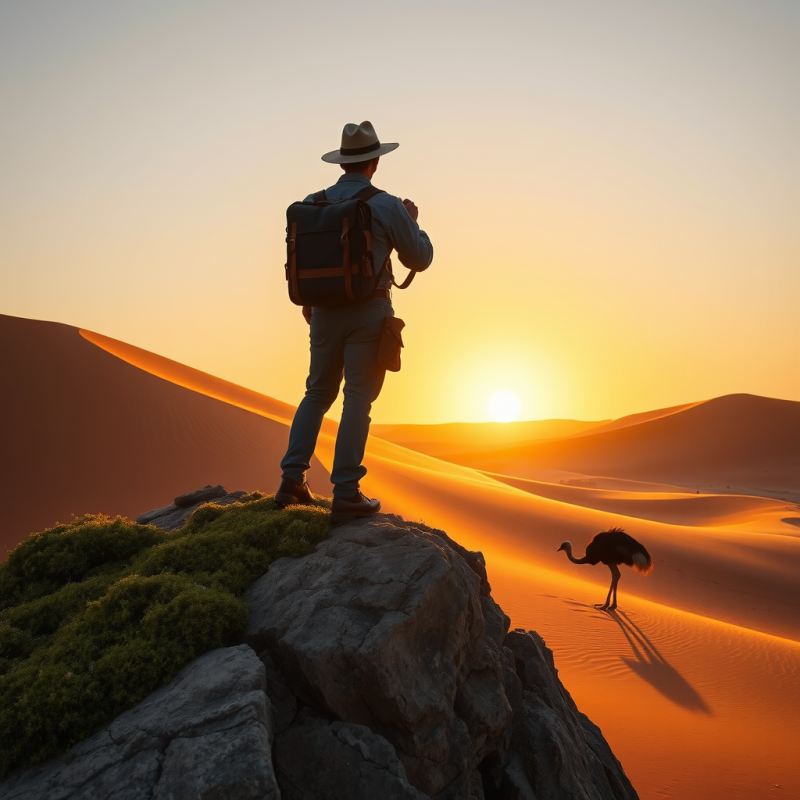 Explorer at Desert Sunset