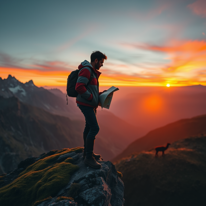 Lone Traveler in a Vintage Patchwork Jacket Perches Pre...