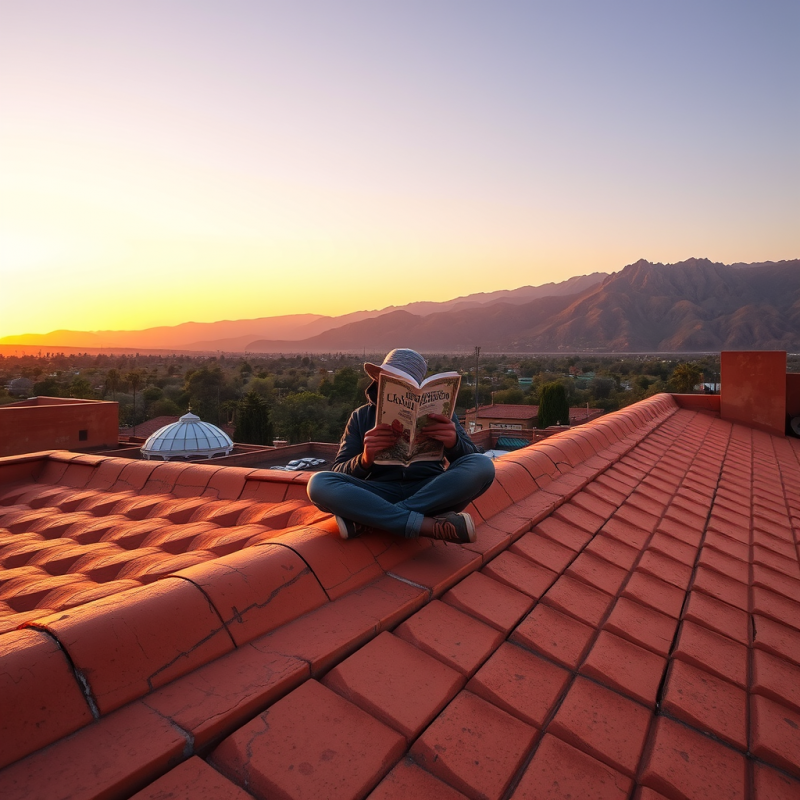 Lone Traveler Sits Cross-legged Atop a Rust-colored Mor...