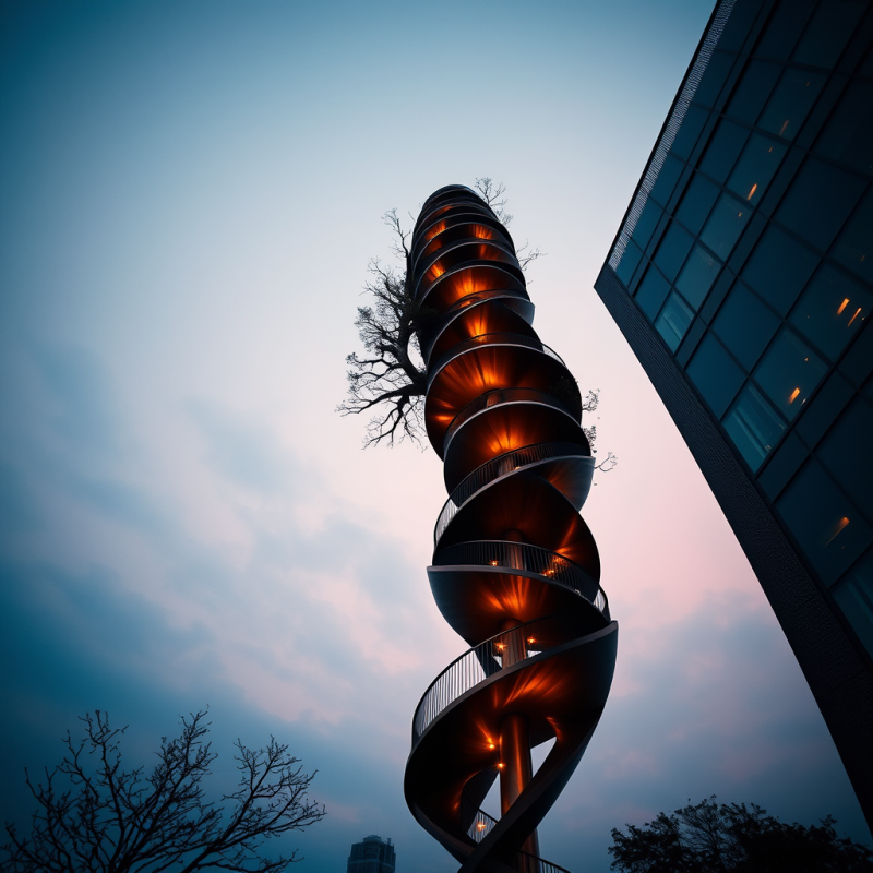 Low-angle Dawn Shot of a Spiraling