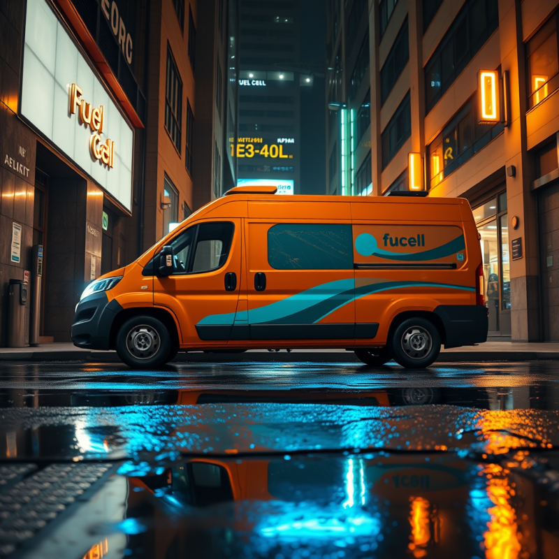 Low-angle Nighttime Shot of a Neon-painted Hydrogen Fue...