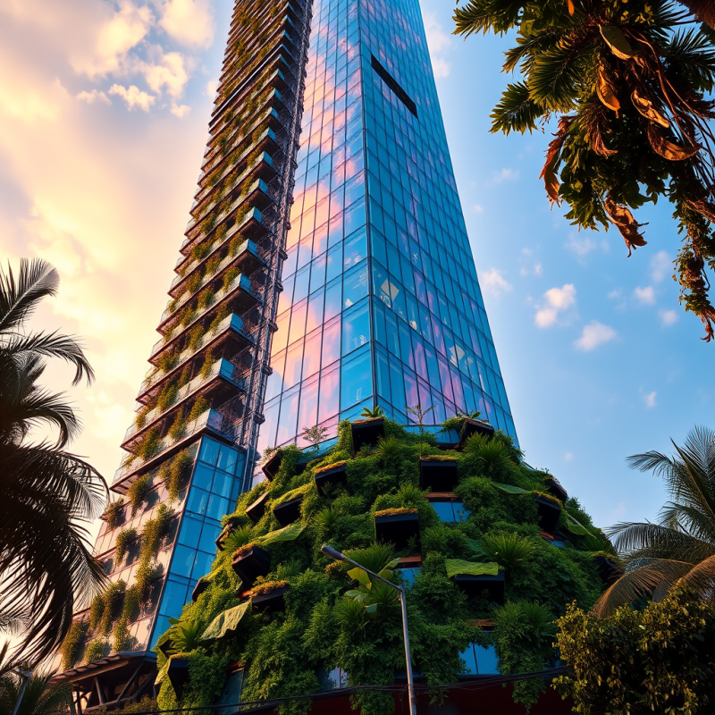 Low-angle Shot at Golden Hour of a Hyper-modern