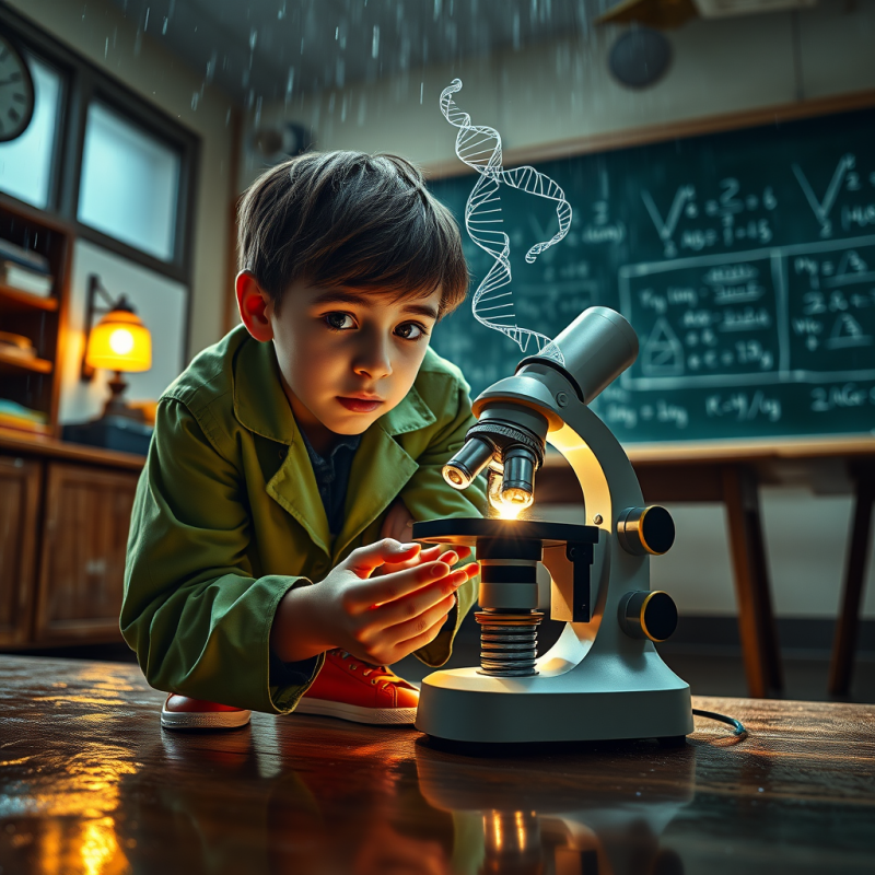 Low-angle Shot of a 12-year-old Student in a Moss-green...