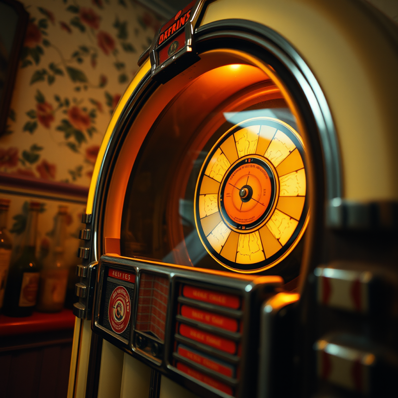 Low-angle Shot of a 1950s Chrome Diner Jukebox