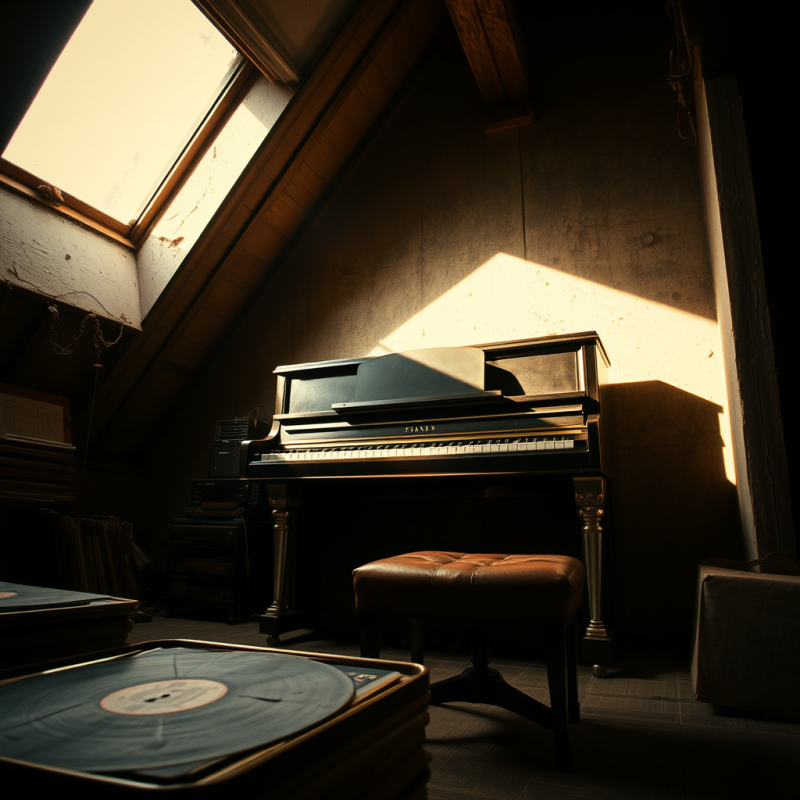 Low-angle Shot of a 1950s Chrome-finished Upright Piano...