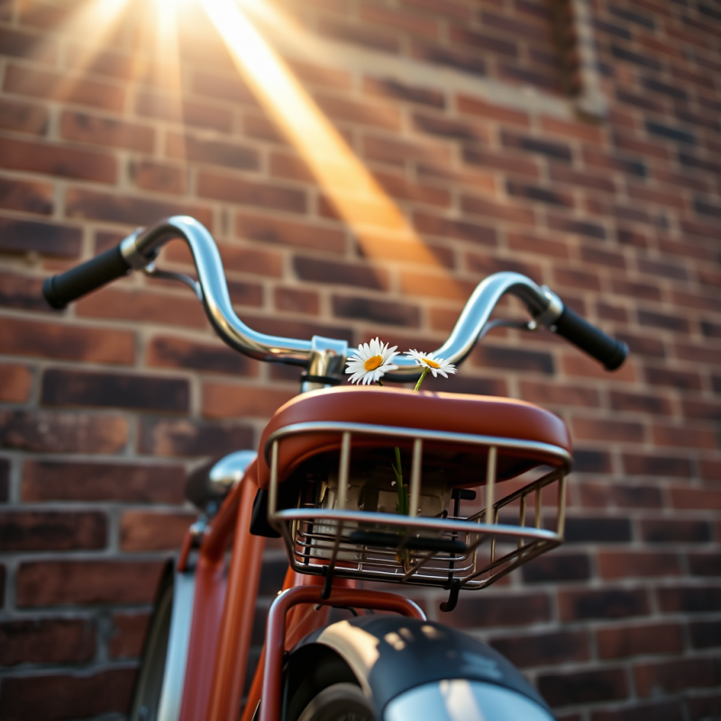 Low-angle Shot of a 1950s Vintage Bicycle Leaning Again...